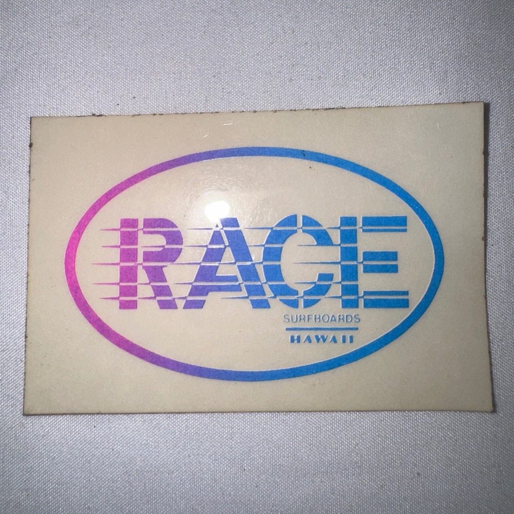 Vintage Race Surfboards Hawaii Sticker Pink Blue Gradient Retro Surf Decal 3in